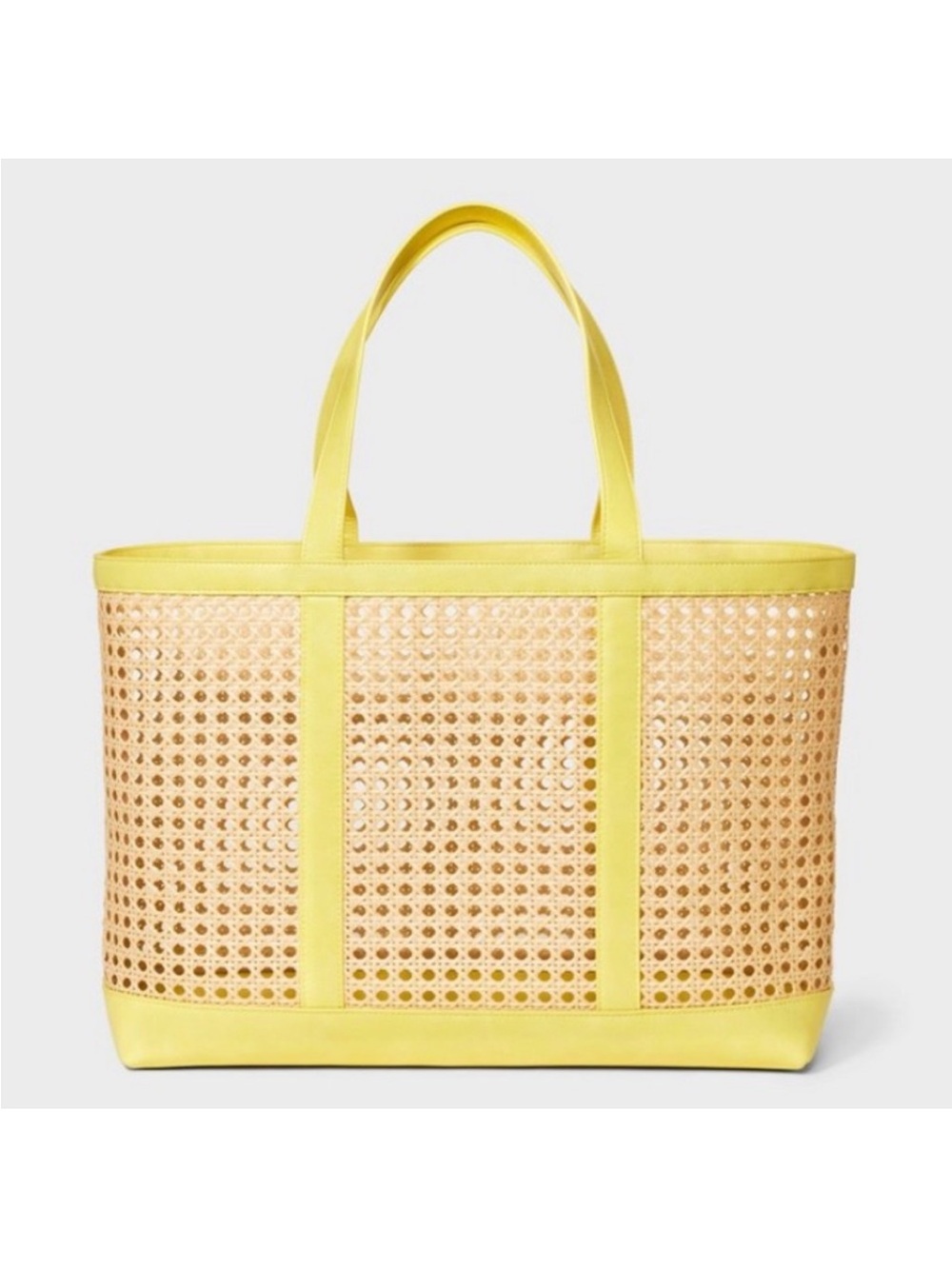 Caning natural tote handbag yellow- Universal Thread